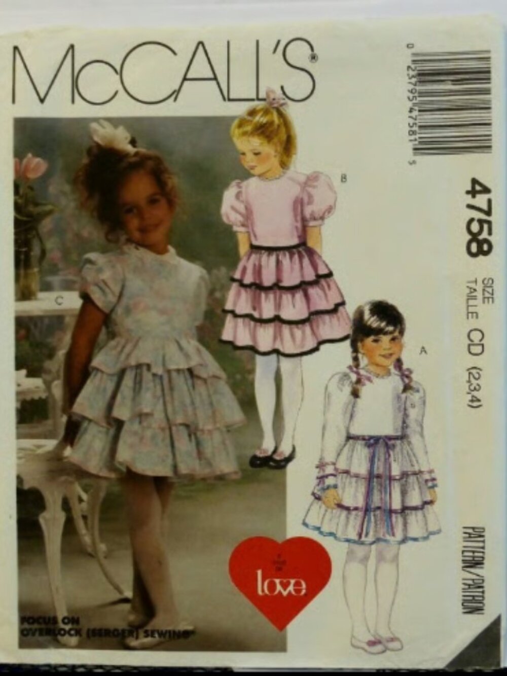Vintage McCall's 4758 Girls Frilly Dresses 2, 3, 4 RARE - Hard to Find!